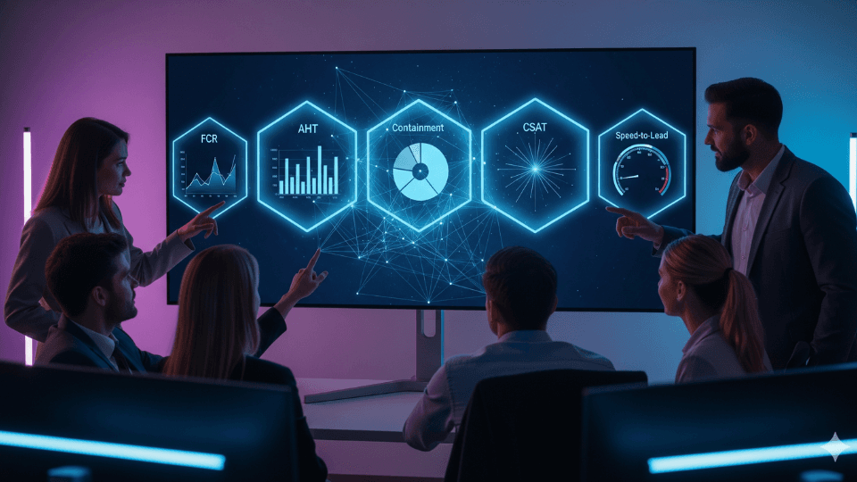 The Five Metrics That Matter for Voice AI in 2025: FCR, AHT, Containment, CSAT, Speed-to-Lead